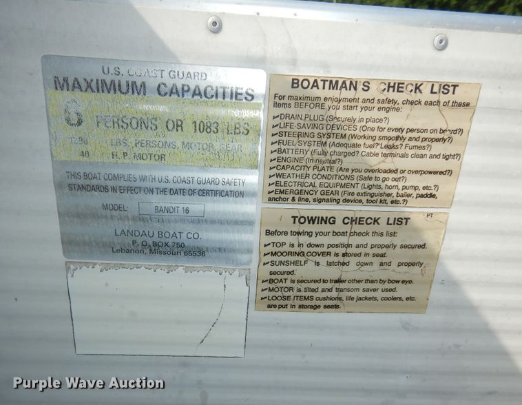 image for item KS9751 1997 Landau Bandit 16  boat