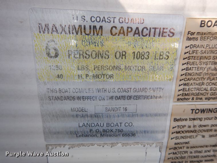 image for item KS9751 1997 Landau Bandit 16  boat