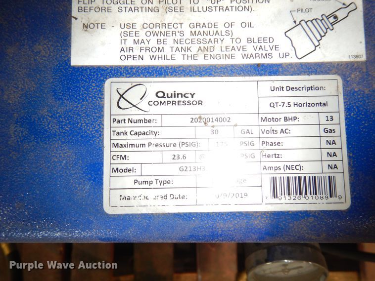 image for item LT9874 2019 Quincy  air compressor