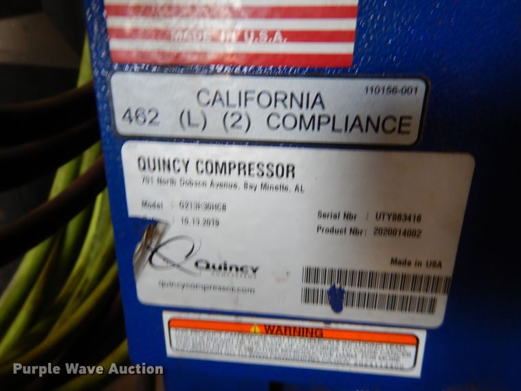 image for item LT9874 2019 Quincy  air compressor