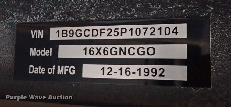 image for item DC4002 1993 Blair 16x6GNCGO  enclosed cargo trailer