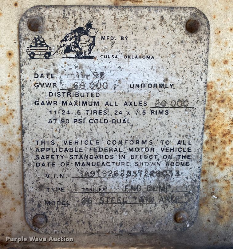 image for item DK6242 1995 APEC  end dump trailer