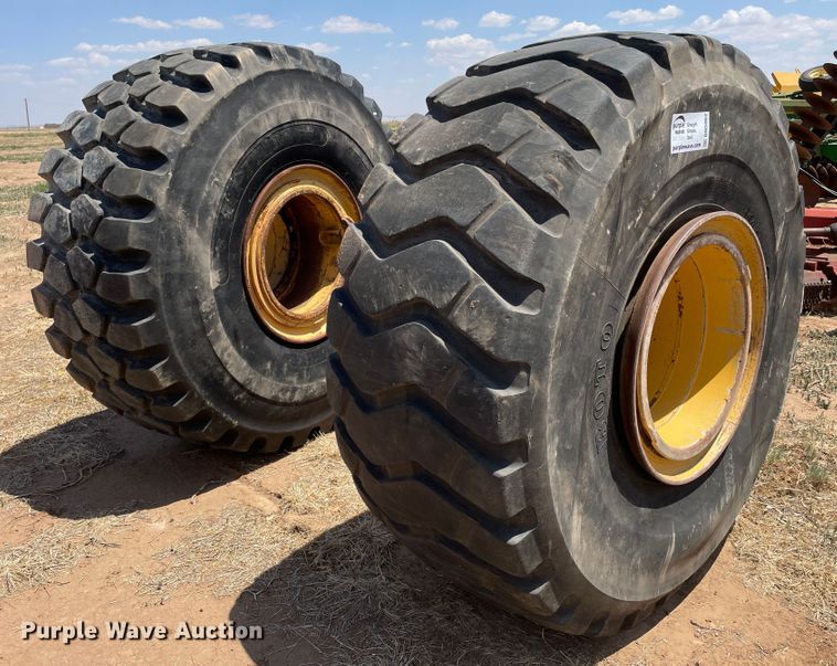 (2) 29.5R25 tires and wheels in Muleshoe, TX Item DN5062 sold