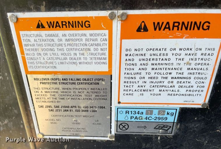 image for item JC9900 2004 Caterpillar 953C  track loader