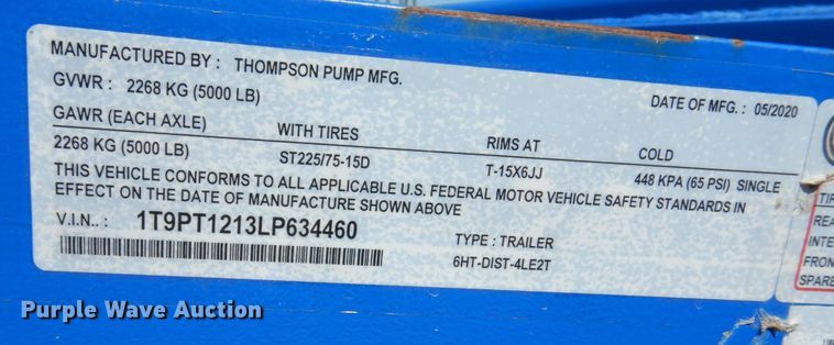 image for item KF9691 2020 Thompson 6HT-DIST-4LE2T  pump