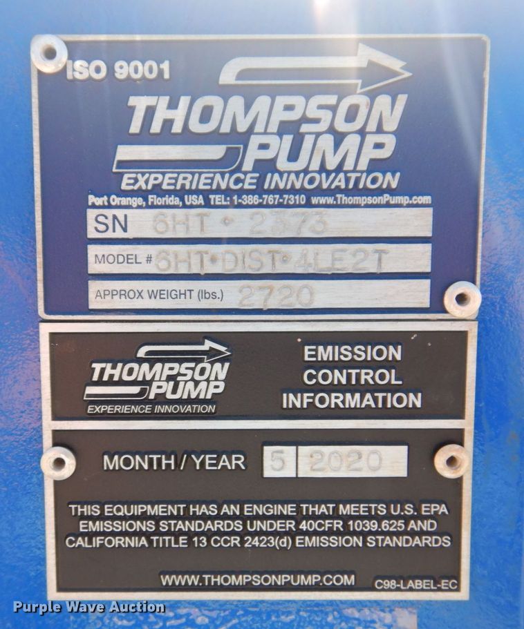 image for item KF9691 2020 Thompson 6HT-DIST-4LE2T  pump