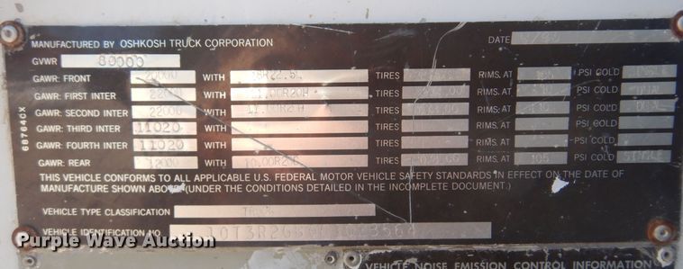 image for item KI9362 1986 Oshkosh  ready mix truck