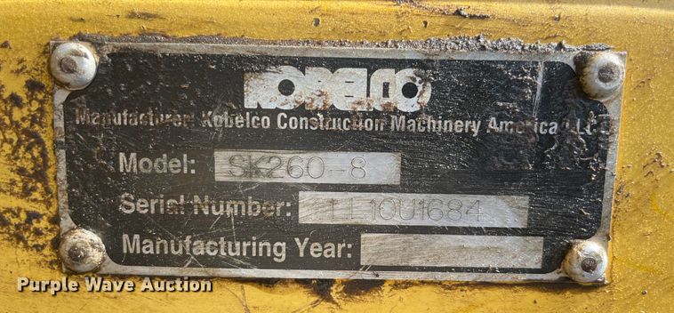 image for item KJ9730 2010 Kobelco SK260-8  excavator
