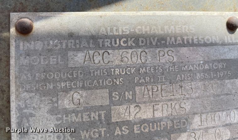 image for item KJ9752 Allis-Chalmers ACC600PS  forklift