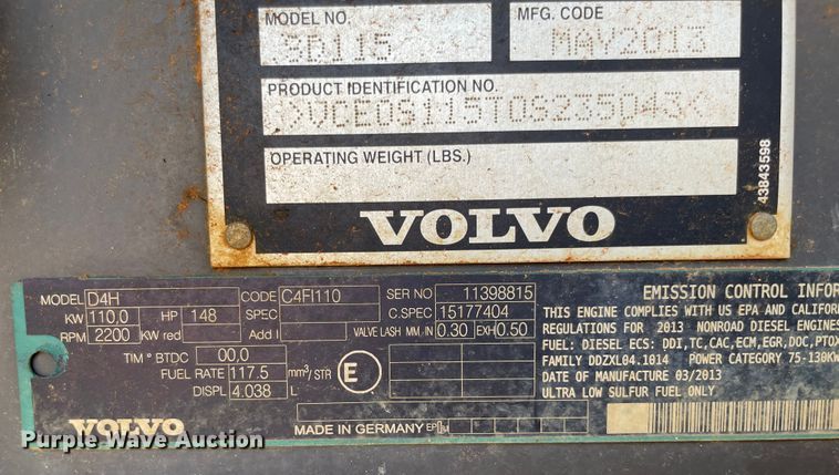 image for item KJ9791 Volvo SD115  single drum vibratory roller