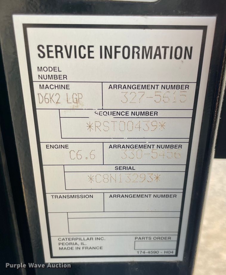 image for item KJ9792 2013 Caterpillar D6K  dozer