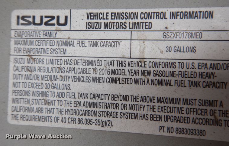 image for item KN9814 2016 Isuzu NPR  street sweeper truck