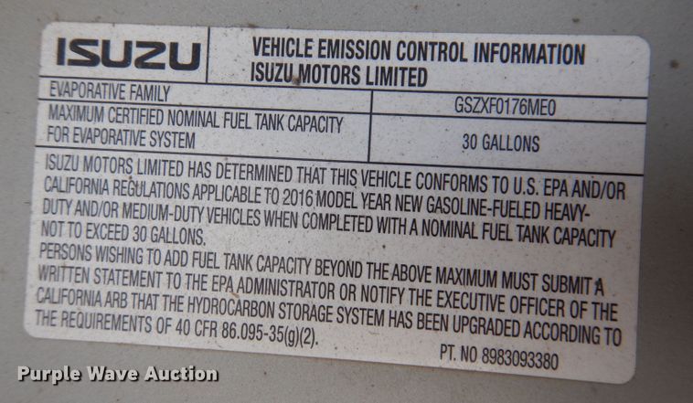 image for item KN9815 2016 Isuzu NPR  street sweeper truck