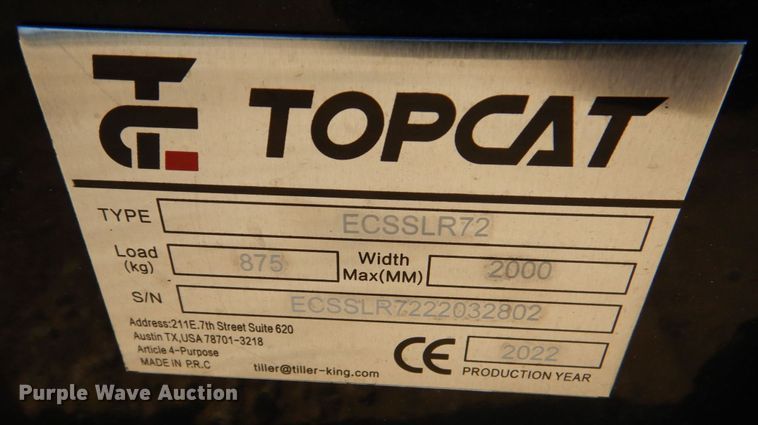 image for item KV9965 2022 TopCat ECSSLR72  72"W skid steer landscape rake