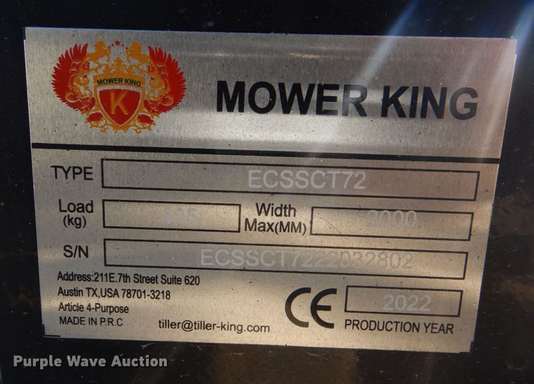 image for item KV9977 2022 Mower King EDCSSCT72  skid steer trencher