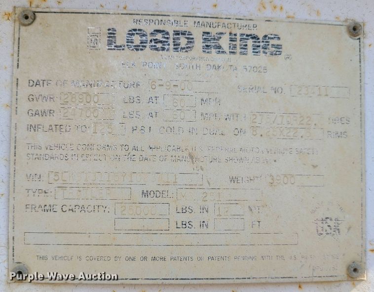 image for item L1264 2000 Load King HDD503/554MB  lowboy equipment trailer