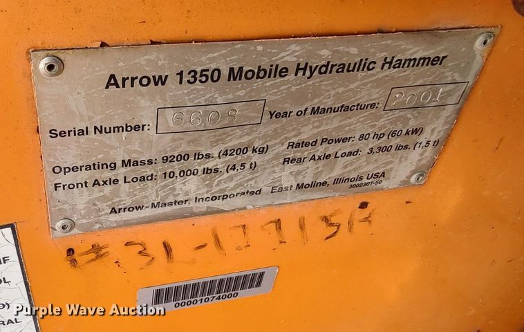 image for item LK9008 2001 Arrow 1350  drop hammer