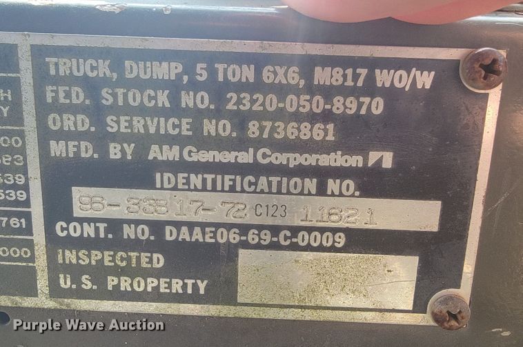image for item LM9548 1980 Am General M816  dump truck