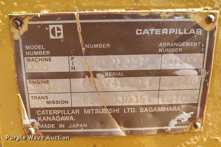 image for item MF9523 1984 Caterpillar D3B  dozer