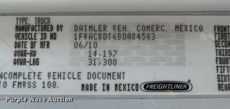 image for item DH8156 2011 Freightliner Business Class M2  rollback truck