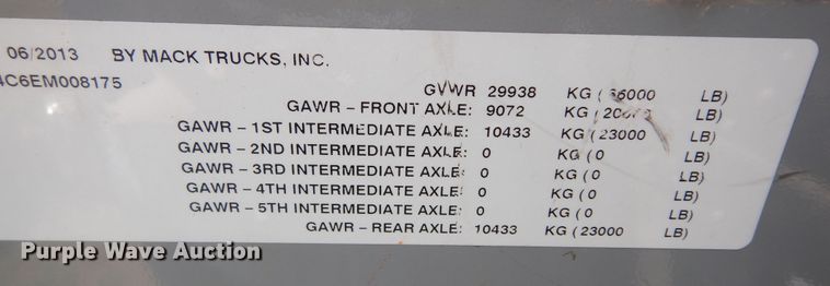 image for item DN1628 2014 Mack LEU613  refuse truck