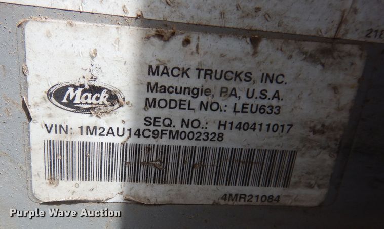 image for item DN1629 2015 Mack LEU633 Mammoth  refuse truck
