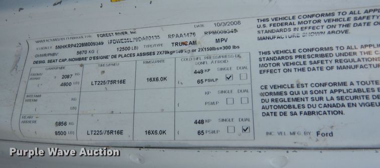 image for item DN1668 2009 Ford E350 Super Duty  box truck