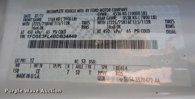 image for item DN1669 2011 Ford E350 Super Duty  box truck