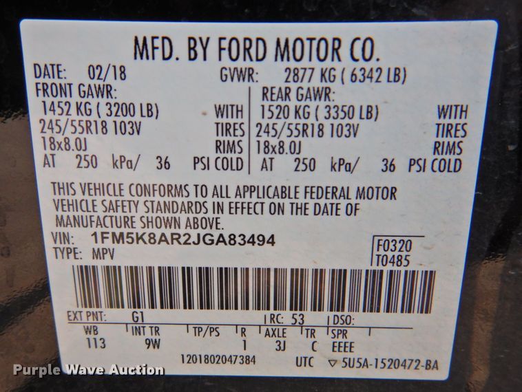 image for item DP4377 2018 Ford Explorer Police Interceptor  SUV