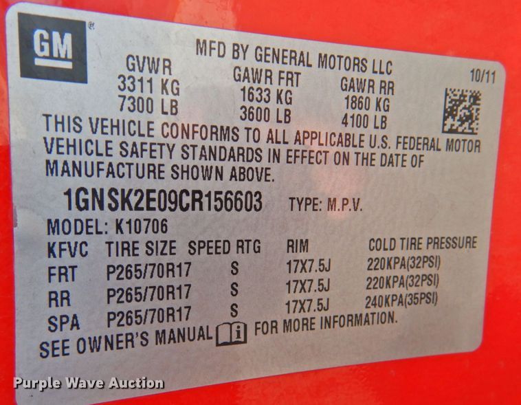 image for item DP4379 2012 Chevrolet Tahoe  SUV