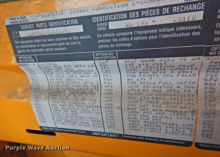 image for item DP4381 2002 Chevrolet C7500  bucket truck