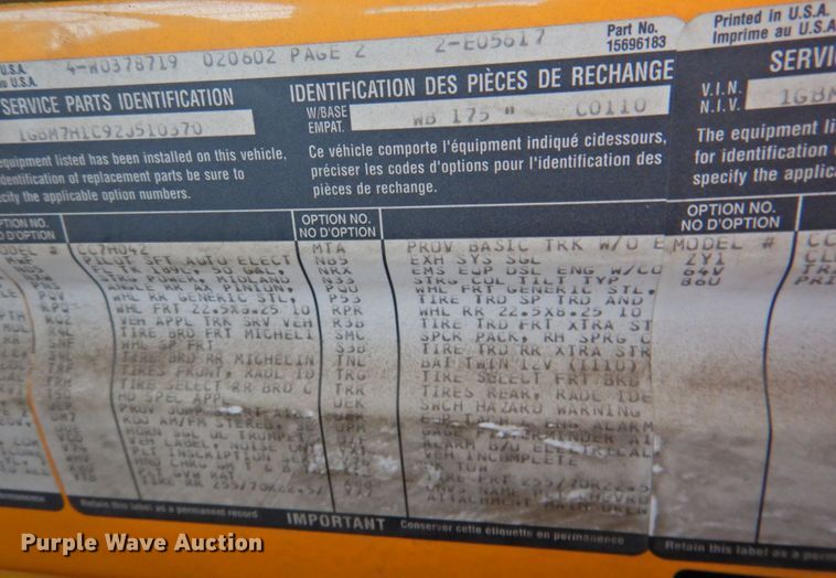 image for item DP4381 2002 Chevrolet C7500  bucket truck