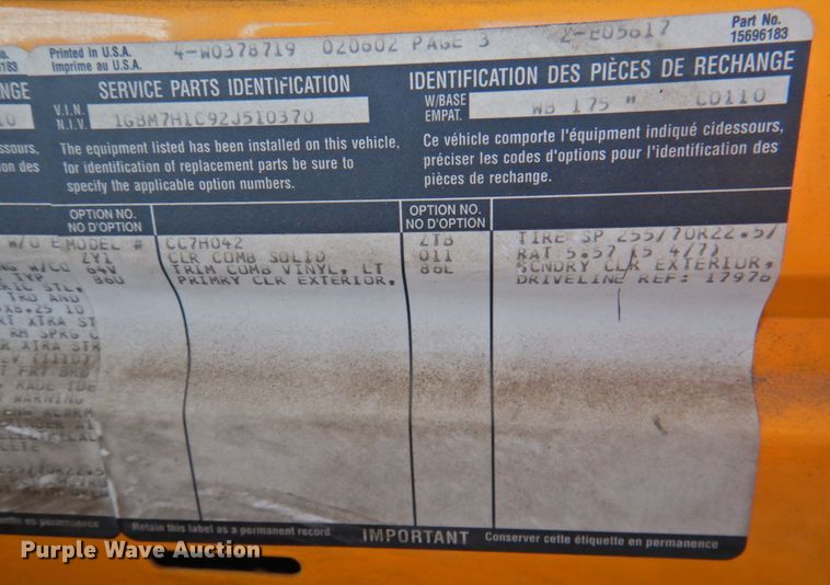 image for item DP4381 2002 Chevrolet C7500  bucket truck