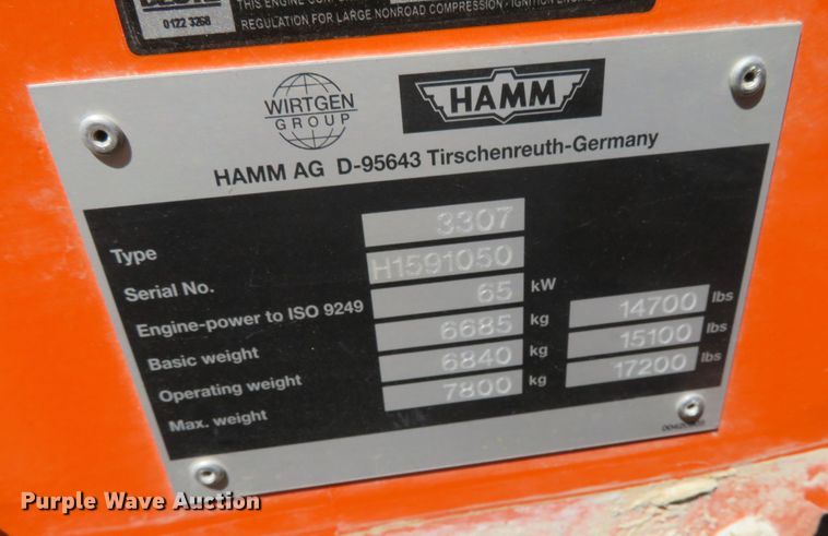 image for item DR0092 2006 Hamm 3307  single drum vibratory roller