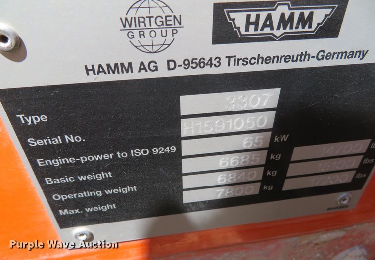 image for item DR0092 2006 Hamm 3307  single drum vibratory roller