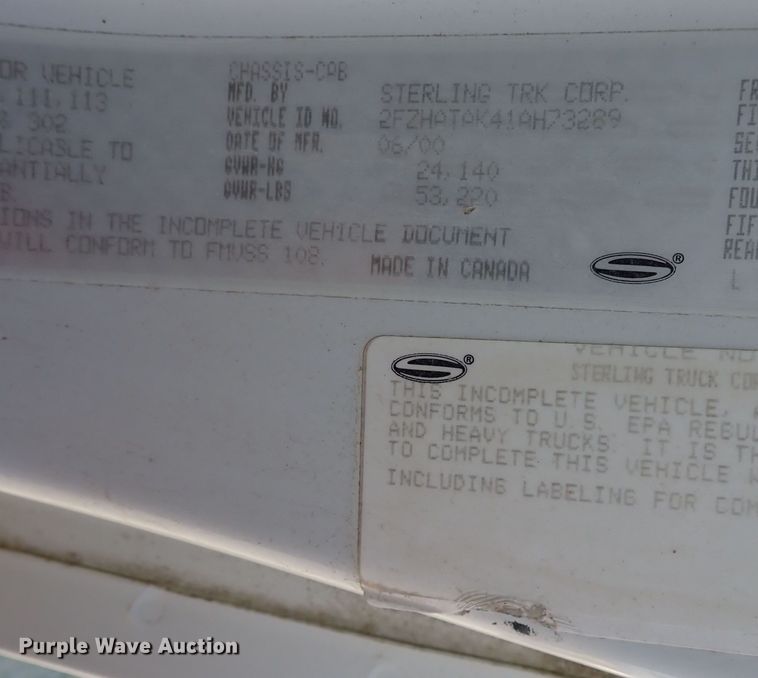 image for item DR0926 2001 Sterling L7500  dump truck