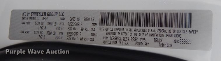 image for item JC9757 2014 Dodge Ram 1500  Crew Cab pickup truck