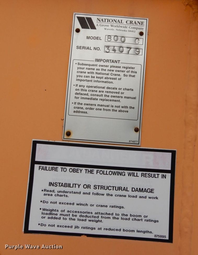 image for item JL9972 2002 Sterling L-Line  crane truck