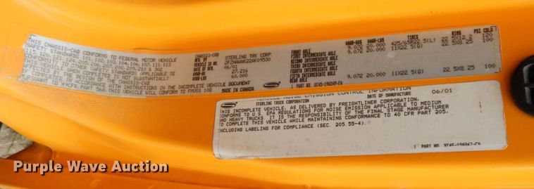 image for item JL9972 2002 Sterling L-Line  crane truck