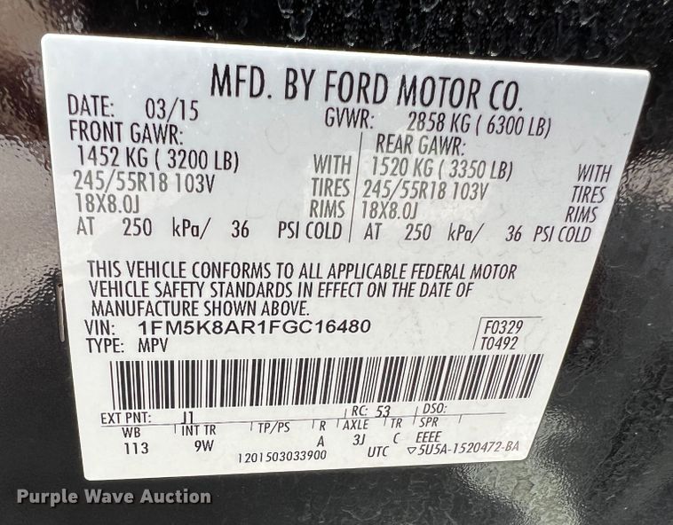 image for item JM9248 2015 Ford Explorer Police Interceptor  SUV