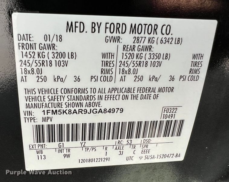 image for item JM9249 2018 Ford Explorer Police Interceptor  SUV