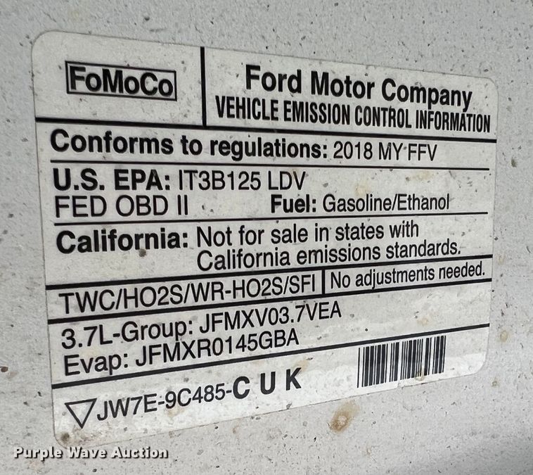 image for item JM9277 2018 Ford Taurus Police Interceptor