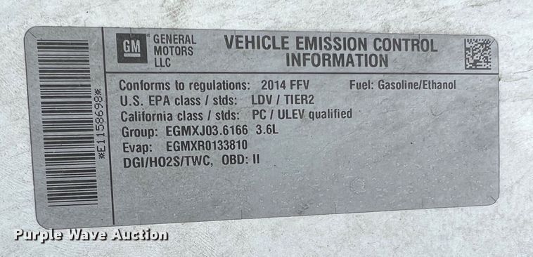 image for item JM9281 2014 Chevrolet Impala Police