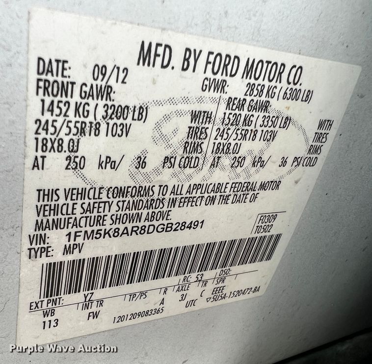 image for item JM9282 2013 Ford Explorer Police Interceptor  SUV