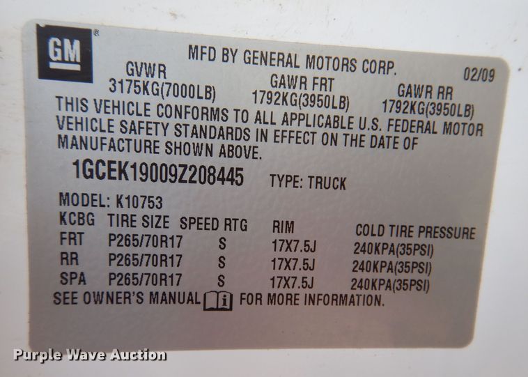 image for item JO9050 2009 Chevrolet Silverado 1500  Ext. Cab pickup truck