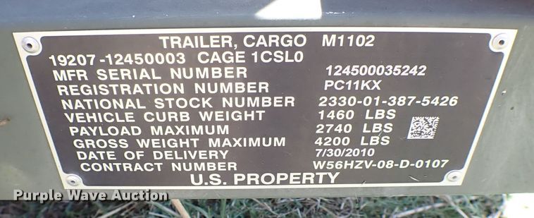 image for item KR9706 Am General M1102  utility trailer