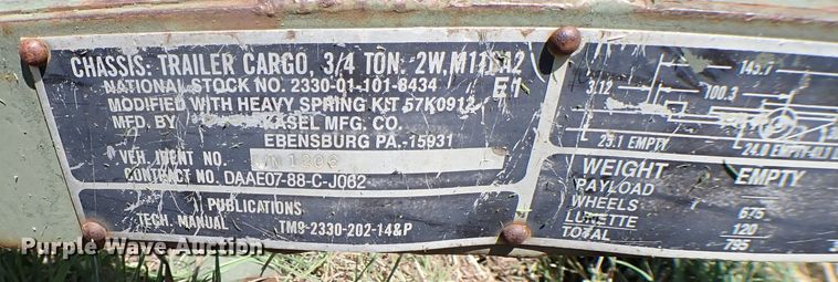 image for item KR9708 1991 Kasel  utility trailer