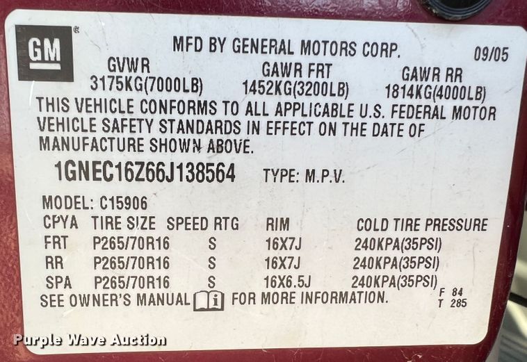 image for item LI9350 2006 Chevrolet Suburban  SUV