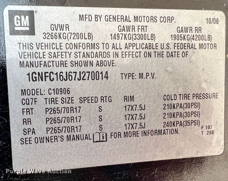 image for item LI9352 2007 Chevrolet Suburban  SUV
