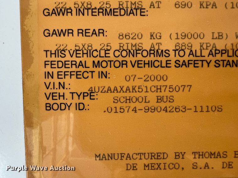 image for item LI9356 2001 Thomas  school bus